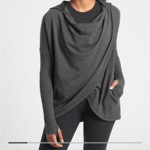 Athleta Purana Wrap Sweatshirt, size Small, Color Charcoal
